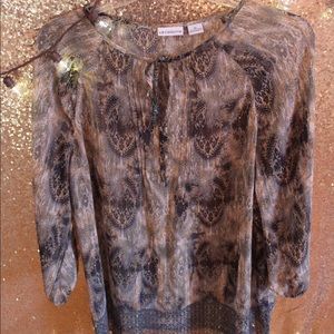 Liz Claiborne Green PrintSheer blouse
